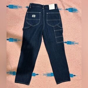 Lee Vintage Modern High Rise Dungaree Ankle Jeans, Dark Blue, Size 27